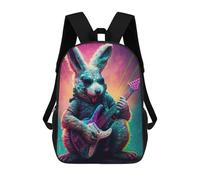 sinyumoney Rabbit Rock Star Guitarist Backpacks Kids School Backpack School Bag 3D Printed School Bag for Boys Elementary And Middle School Students 17inch