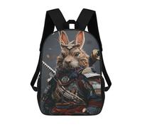 sinyumoney Rabbit Samurai Warrior Backpacks 3D Printed Kids School Backpack School Bag Fashion Rucksacks for Boys Elementary And Middle School Students 17inch