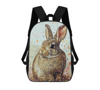 sinyumoney Rabbit Vintage Art School Backpack for Girls 17inch Casual Daypack Lightweight Rucksack Boy Girl Backpack for Middle School Students