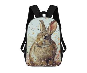 sinyumoney Rabbit Vintage Art School Backpack for Girls 17inch Casual Daypack Lightweight Rucksack Boy Girl Backpack for Middle School Students