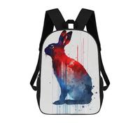 sinyumoney Rabbit Watercolor Backpack Kids School Backpack School Bag 3D Printed Fashion School Bag for Boys Elementary And Middle School Student 17inch