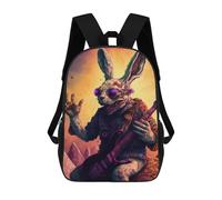 sinyumoney Rabbits Playing Guitar Artwork Kids Backpack, Backpack School Bag, Backpacks Kids School 3D Printed School Bags for Elementary And Middle School Students Teens Birthday Gift 17inch