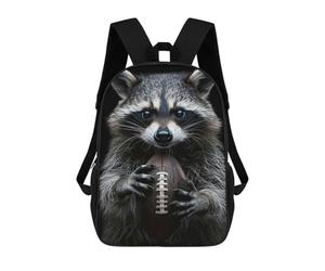 sinyumoney Raccoon American Football Backpack School Water Resistant Travel Backpack Computer Bag for School/Work/Travel 17inch