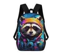 sinyumoney Raccoon Astronaut Art Print Children's Backpacks 17inch School Backpack 3D Printed Bag Bookbag for Kids Travel Rucksacks Boy Girl Book Bags Kids School Bag