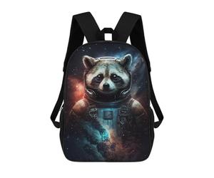 sinyumoney Raccoon Astronaut in Space Backpack School Bag Daypacks Business Backpack Water Resistant Bookbag for Girls Boys Teenage 17inch