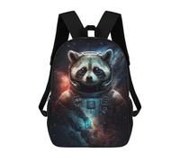 sinyumoney Raccoon Astronaut in Space Children's Backpack, 17 Inch 3D Printed School Backpack, Backpack Cartoon Adjustable School Bag for Primary School