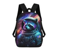 sinyumoney Raccoon Astronaut Space Suit 17 Inch Backpacks Kids Schoolbag,3D Printed Elementary And Middle School Students Backpacks for Boys Girls