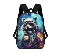 sinyumoney Raccoon Astronaut Space Suit-2 Backpacks Kids 17inch School Backpack School Bag 3D Printed School Bag for Boys Elementary And Middle School Students