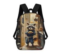 sinyumoney Raccoon Baker with Cookies Painting School Backpack 3D Printed Children's 17inch Backpacks Bag Bookbag for Kids Boy Girl Book Bags Kids School Bag Travel Rucksacks