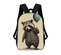sinyumoney Raccoon Balloon Animal School Backpack 3D Printed Children's 17inch Backpacks Bag Bookbag for Kids Boy Girl Book Bags Kids School Bag Travel Rucksacks