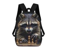 sinyumoney Raccoon Chess Backpacks Kids Student Schoolbag,3D Printed Backpacks,Elementary And Middle School Students Backpacks for Boys Girls 17inch