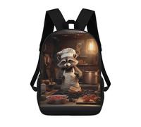 sinyumoney Raccoon Cooking Kitchen Rucksack Fashion Stationery Backpack Waterproof Casual Daypacks for Men, Women & Teenage Boys 17inch