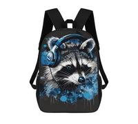 sinyumoney Raccoon DJ Headphones Art Print-2 Backpack School Bag Computer Rucksack for School/Work/Travel for Camping Outdoor Adventures And Daily Travel 17inch