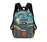 sinyumoney Raccoon Drummer Starry Night School Backpack Work Business College School for Campus Outdoor Travel Sports 17inch