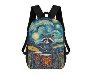 sinyumoney Raccoon Drummer Starry Night School Backpack Work Business College School for Campus Outdoor Travel Sports 17inch