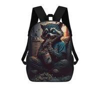 sinyumoney Raccoon Feast in Chaos Backpacks 3D Printed Kids School Backpack School Bag Fashion Rucksacks for Boys Elementary And Middle School Students 17inch
