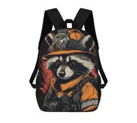 sinyumoney Raccoon Firefighter School Bags Large Water Resistant Laptop Backpack for Campus Outdoor Travel Sports 17inch