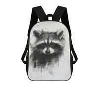 sinyumoney Raccoon Head in Charcoal 3D Printed Children's School Backpack for Kids High Capacity Travel Rucksacks Book Bags Kids School Bag Back Pack 17inch