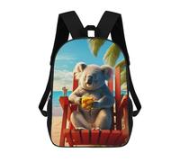 sinyumoney Raccoon Healing The Beach Backpacks Kids 17inch School Backpack School Bag 3D Printed School Bag for Boys Elementary And Middle School Students