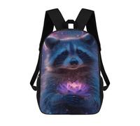 sinyumoney Raccoon Holding Lotus Flower-1 Children's Backpacks School Backpack 3D Printed for Kids Travel Rucksacks Book Bags Kids 17inch School Bag