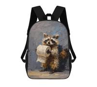 sinyumoney Raccoon Holding Toilet Paper-2 Kids Backpack, Backpack School Bag, Backpacks Kids School 3D Printed School Bags for Elementary And Middle School Students Teens Birthday Gift 17inch