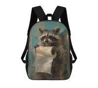 sinyumoney Raccoon Holding Toilet Paper Backpack 3D Print Kids Bag Elementary Students Daypack Lightweight School Bag for Children Girls Boys Nursery Lunch Pack 17inch