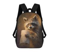 sinyumoney Raccoon Holding Toilet Paper Roll-3 School Backpack High Secondary School Bags Casual Backpack for Girl, Teen Girls 17inch