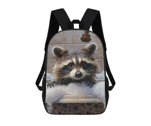 sinyumoney Raccoon in A Bubble Bath Backpack School Bag Business Durable Laptop Bag- Perfect for Travel, Work And Daily Use 17inch