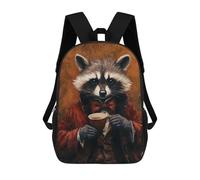 sinyumoney Raccoon in Formal Attire Drinking Tea School Backpack Business Laptop Rucksack Bag Unisex Casual Daypack for Men, Women & Teenage Boys 17inch