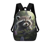 sinyumoney Raccoon in The Forest Backpacks Kids Student Schoolbag,3D Printed Backpacks,Elementary And Middle School Students Backpacks for Boys Girls 17inch