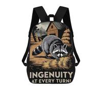 sinyumoney Raccoon Ingenuity Illustration Backpack School Bag Daypacks Business Backpack Water Resistant Bookbag for Men/Women 17inch