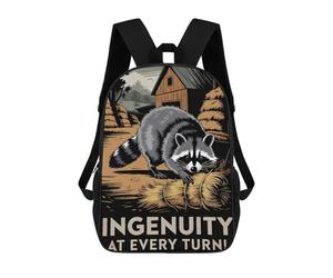sinyumoney Raccoon Ingenuity Illustration Backpack School Bag Daypacks Business Backpack Water Resistant Bookbag for Men/Women 17inch