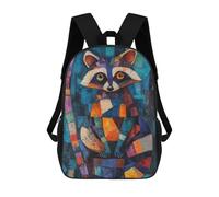 sinyumoney Raccoon Oil Painting School Backpack Water Resistant Travel Backpack Computer Bag for Girls Boys Teenage 17inch