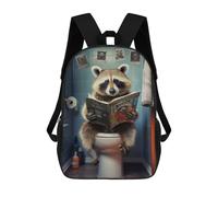 sinyumoney Raccoon on The Toilet Rucksack Large School Backpack for Boys - Perfect for Travel, Work And Daily Use 17inch