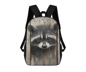 sinyumoney Raccoon Peeking Through Wooden Slats Forest Animal Wall Print Kids Backpack, Kids School Bag 3D Printed School Backpacks for Boys And Teenager School Students 17inch
