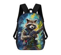 sinyumoney Raccoon Soldier with Shotgun Kids Backpacks Children Bag,Anime Bag,Large Capacity Kids Backpack, 3D Printed Children's,Student Schoolbag,Kids Boys Girls School Bag 17inch