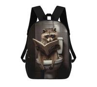 sinyumoney Raccoon Toilet Newspaper Backpack School Bag Lightweight Schoolbag Dayback Bookbag College for Men/Women 17inch