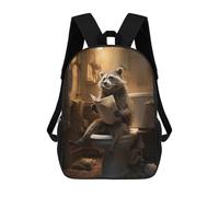 sinyumoney Raccoon Toilet Newspaper School Bags Water Resistant School Bag Business Backpack for Campus Outdoor Travel Sports 17inch