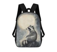 sinyumoney Raccoon Under Moonlight Backpack 3D Printed Children's School Backpack Kids Travel Backpacks High Capacity Book Bags Children's Backpack Rucksack 17inch