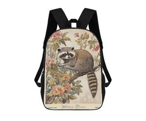sinyumoney Raccoon William Morris Floral Backpack School Daypacks Business Backpack Water Resistant Bookbag for Men, Women & Teenage Boys 17inch