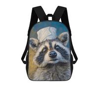 sinyumoney Raccoon with A Paper Hat Painting 3D Printed Children's School Backpack for Kids High Capacity Travel Rucksacks 17 Inch Book Bags Kids