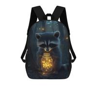 sinyumoney Raccoon with Firefly Jar Backpack School Bag Daypacks Business Backpack Water Resistant Bookbag for Men/Women 17inch