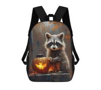 sinyumoney Raccoon with Halloween Pumpkin School Backpack Large Water Resistant Laptop Backpack for Boys/Girls/Teenagers 17inch