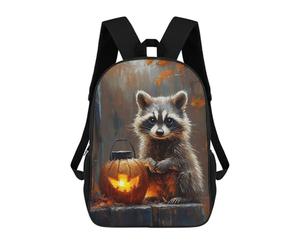 sinyumoney Raccoon with Halloween Pumpkin School Backpack Large Water Resistant Laptop Backpack for Boys/Girls/Teenagers 17inch