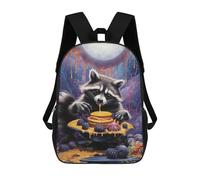 sinyumoney Raccoon with Moonlit Dessert Rucksack Secondary Causal Travel High School Bags for Men, Women & Teenage Boys 17inch