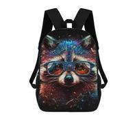 sinyumoney Raccoon with Sunglasses School Backpack Secondary Causal Travel High School Bags for Camping Outdoor Adventures And Daily Travel 17inch