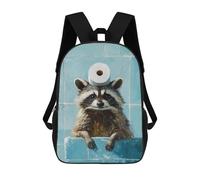 sinyumoney Raccoon with Toilet Paper on Head-1 Children's Backpacks School Backpack 3D Printed for Kids Travel Rucksacks Book Bags Kids 17inch School Bag