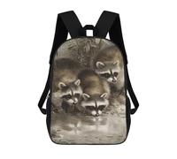 sinyumoney Raccoons Drinking Water Backpack School Bag Travel College Rucksack Backpacks for Girl, Teen Girls 17inch