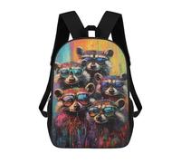 sinyumoney Raccoons in Sunglasses Kids Backpack, Kids School Bag 3D Printed School Backpacks for Boys And Teenager School Students 17inch