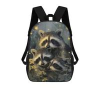 sinyumoney Raccoons in The Night 3D Printed 17inch School Bag Children's School Backpack Travel Backpacks Casual Fashion Bag for Kids School Students